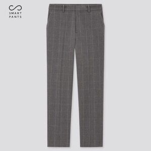 Uniqlo smart 2-way stretch gray windowpane ez tapered pants small